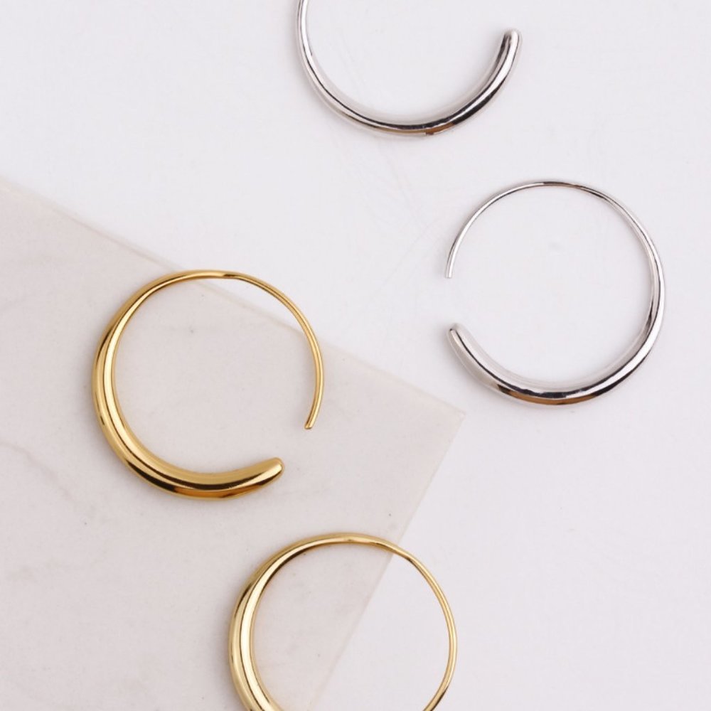 *NEW 925 Sterling Silver Round Open Hoop Earrings - Picture 5 of 5